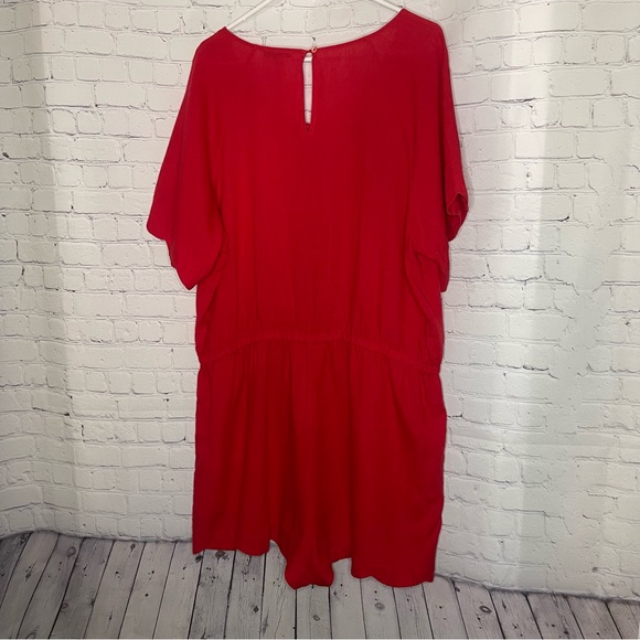 J.Crew Scalloped Red Linen Blend Romper Sz XXL - Picture 3 of 10